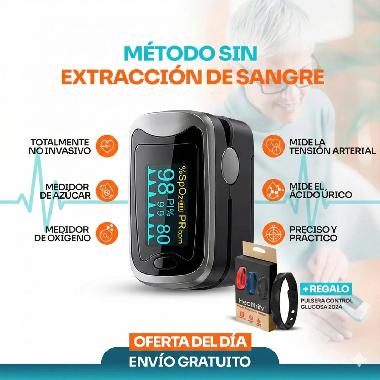 GlucoCare™ 3 en 1: Control Total de tu Salud Sin Dolor + Envío Gratis